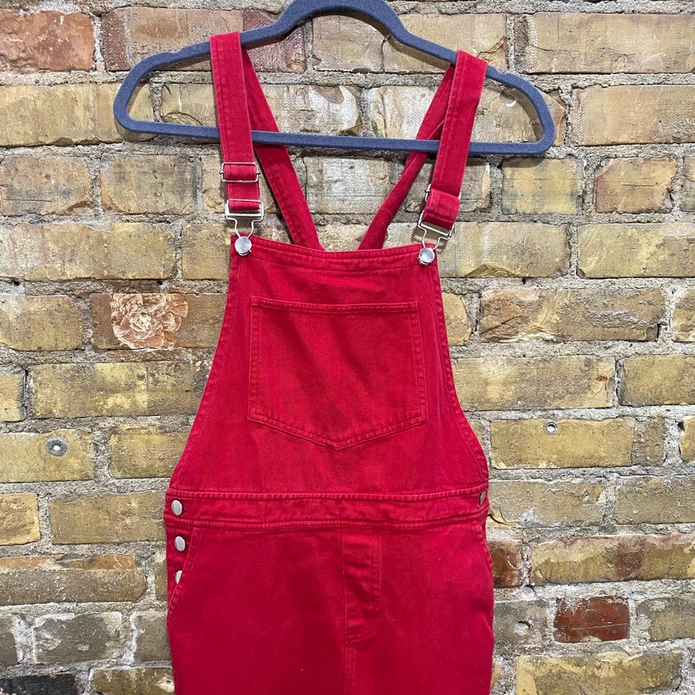 Red Denim Overall Dress•Forever 21